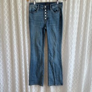 #843 Judy Blue Button-Up Flare Jeans in Denim Blue